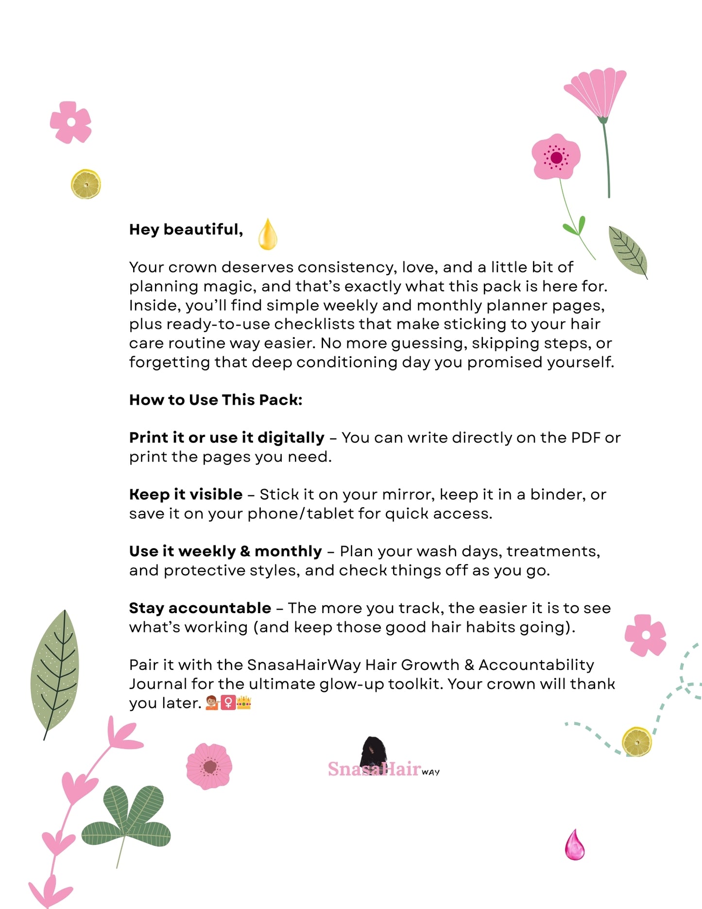 Hair Care Planner & Checklists